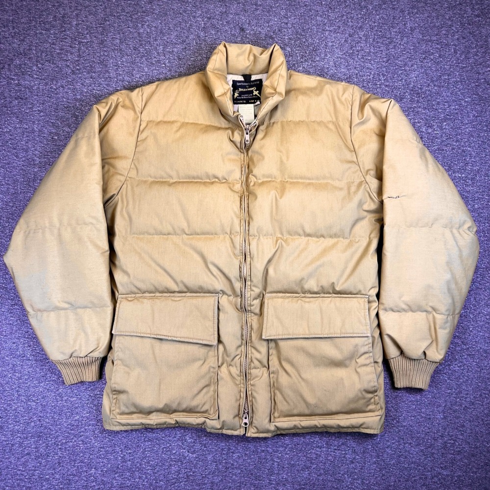VTG Browning Jacket Mens M Zip Puffer Goose Down Hunting Hiking Utility Sportman